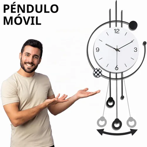 Vista 4 de SIN&MI Reloj de pared grande para decoración de sala de estar, gran arte decorativo de pared, reloj de péndulo, funciona con pilas, sin tictac