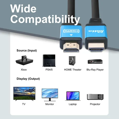 Vista 3 de Postta Cable HDMI de 75 pies con amplificador de señal incorporado HDMI 2.0 V cable con 2 bridas de cables + 2 adaptadores HDMI de piezas compatible