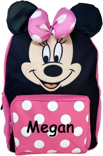 Vista 4 de The Trendy Turtle Mochila con licencia de personaje mochila para el regreso a clases Personalizado rosa y negro con lunares blancos Mochila