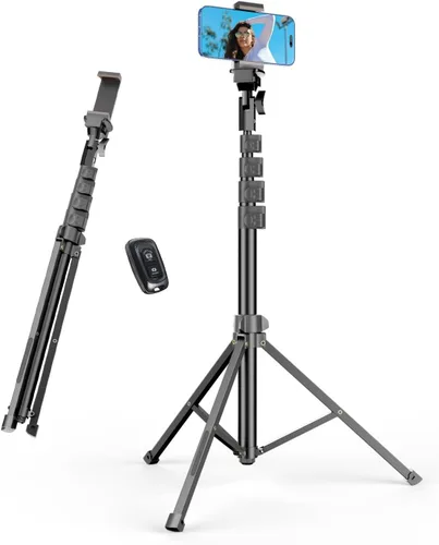 Vista 9 de EMART Soporte de trípode para teléfono de 61 pulgadas con cuello de ganso flexible, trípode portátil para iPhone y cámara, soporte aéreo