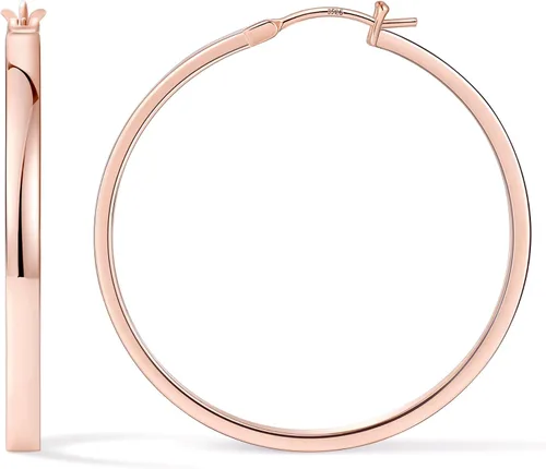 Vista 26 de Aretes de aro para mujer, aros planos chapados en oro de 14 quilates Dorado