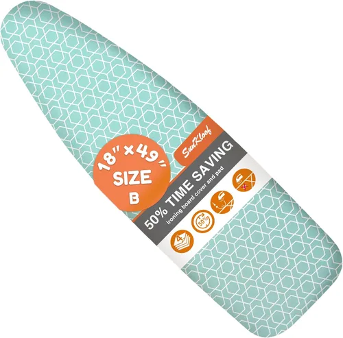 Vista 11 de Funda para tabla de planchar y almohadilla, resistente a las quemaduras y manchas, de 15 x 54 pulgadas, funda reflectante de silicona para tabla