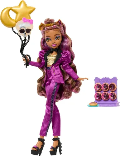Vista 4 de Muñeca Monster High, Clawdeen Wolf en estilo de fiesta de bola de monstruo con accesorios temáticos incluyendo globos