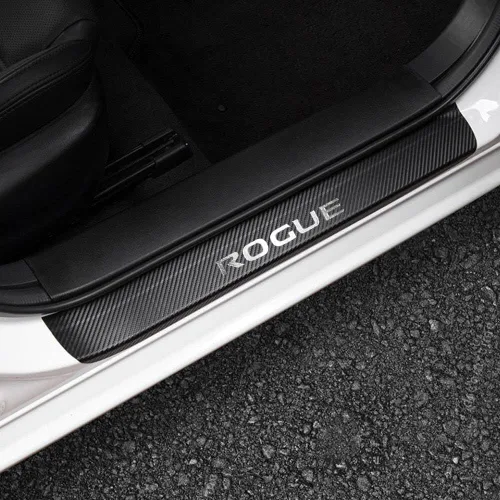 Vista 8 de LEXLEY Protector de umbral de puerta de cuero estilo fibra de carbono para Nissan Rogue 2014-2026 Rogue Sport 2017-2022, protector de umbral de Azul