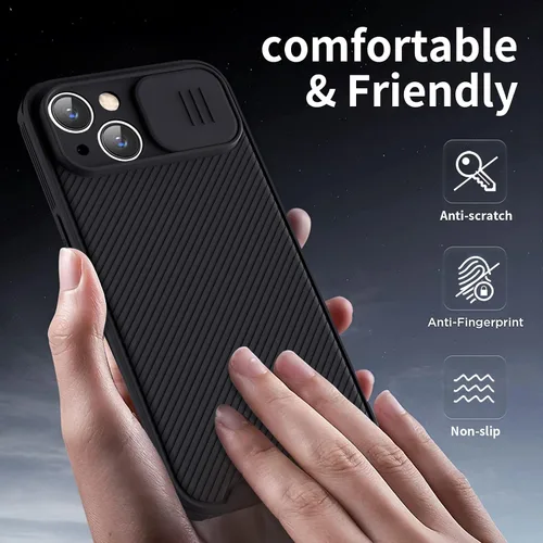 Vista 5 de Funda magnética para iPhone 13, funda protectora de cámara para iPhone 13 [compatible con carga MagSafe] con cubierta deslizante para lente, funda