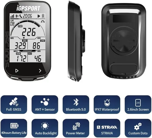 Vista 2 de Computadora de bicicleta GPS inalámbrico, velocímetro de bicicleta con retroiluminación automática de pantalla enorme de 2.6 pulgadas, computadora
