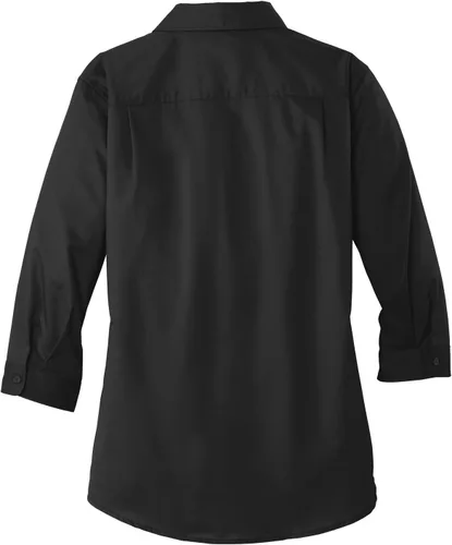 Vista 6 de Port Authority Camisa de sarga con botones SuperPro de manga 3/4 para mujer