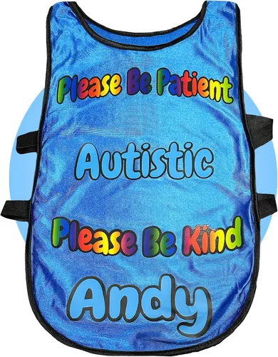 Vista 3 de Chaleco de compasión para autismo - Ropa para personas autistas - Please Be Kind Please Be Patient - Chaleco Spectrum
