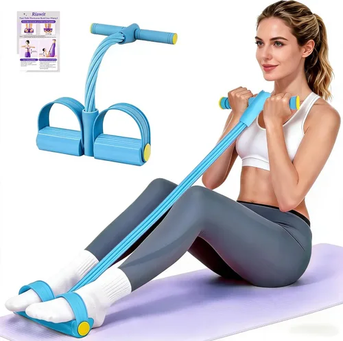Vista 13 de Pedal Resistance Band with Handle, 6-Tube Natural Rubber Exercise Bands Púrpura