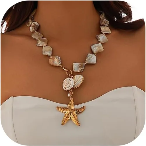 Vista 15 de Collar de concha marina de Your Always Charm para mujer, collar de concha ajustable con capas de encanto de concha marina para mujer, atuendos de A