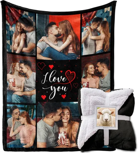 Vista 16 de MeMoShe Manta personalizada de felpa con foto para regalo de cumpleaños para novio o novia 40x50 pulgadas, manta personalizada con imagen, regalos