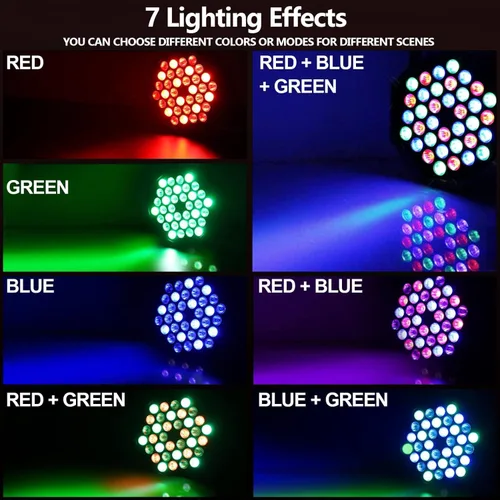 Vista 8 de 36 luces LED Par de luces DJ con cable RGB con control activado por sonido iluminación ascendente para bodas, fiestas, clubes, aparatos