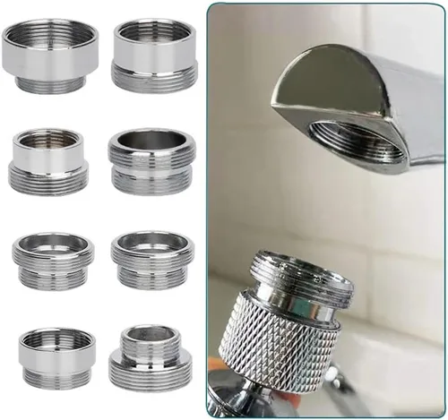 Vista 5 de Adaptador aireador de agua para grifo, conector de aireador de filtro de agua de grifo de latón, adaptador de rosca NPT de 1.024 in a 0.866 in