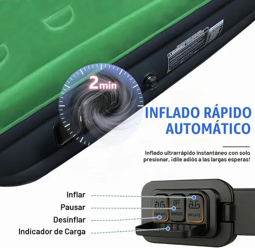 Vista 3 de AYAMAYA Colchón de aire Queen para acampar con bomba recargable y desmontable integrada, cama inflable inflable de 10 pulgadas de altura