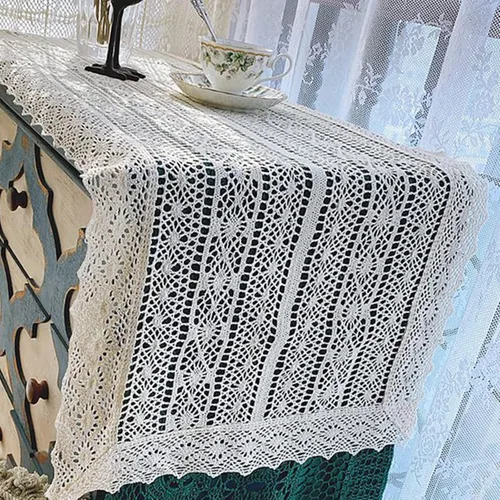 Vista 5 de Hsvanyr Mantel floral beige para decoración de mesa de 17 x 39 pulgadas, para mesa de noche, inauguración de la casa para fiestas, regalos, 100%