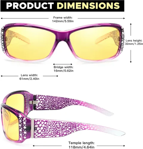 Vista 3 de LVIOE Gafas de sol polarizadasgafas de conducción de visión nocturna para mujeres LN010