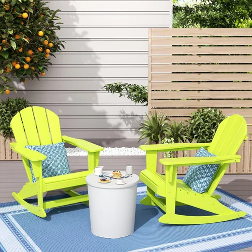 Vista 143 de WestinTrends Silla mecedora Malibu de poliéster para exterior/patio Adirondack, Negra