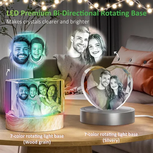 Vista 3 de Foto de cristal 3D, regalos personalizados para padre, papá, marido, mamá, esposa, hombres, mujeres, ella, él, regalos de cumpleaños conmemorativos