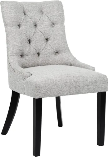 Vista 6 de asunflower Juego de 6 sillas de comedor tapizadas con patas de madera negra, cómodas y sillas de cocina grandes con respaldo copetudo