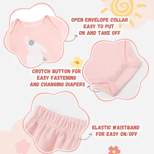 Vista 5 de V.&GRIN Conjunto de pijama de algodón de manga larga para bebé niña, para otoño e invierno