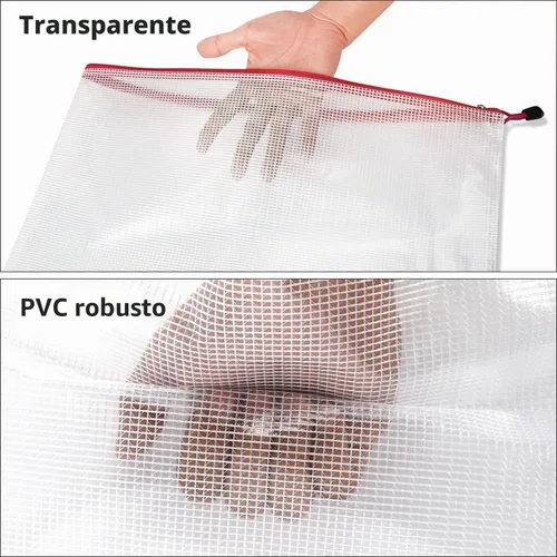 Vista 3 de EOOUT 24 bolsas de malla con cremallera Bolsa de documentos A3 extra grande con bolsillo para etiquetas, 16.9 x 12 pulgadas, carpetas de archivos