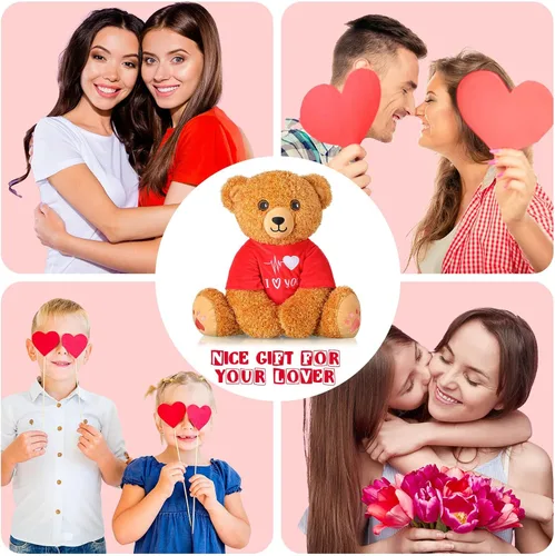 Vista 6 de Chalyna Oso de peluche para el día de San Valentín, de 16 pulgadas, oso de peluche para novia, oso de peluche romántico para regalos de cumpleaños