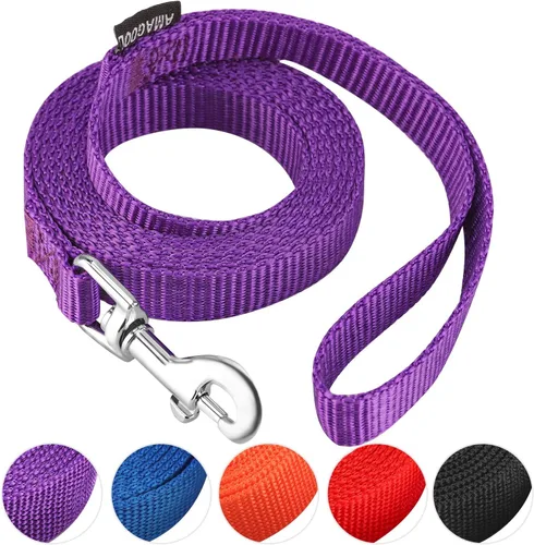 Vista 9 de AMAGOOD 6 pies de correas para cachorros/perros, correa de estilo tradicional resistente con gancho de cuello fácil de usar, correa para perros Negro
