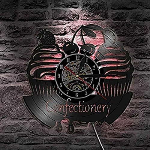Vista 4 de Sweets - Lámpara de pared contemporánea para colgar, reloj con diseño de dulces navideños, relojes de panadería, decoración de pared, idea de disco
