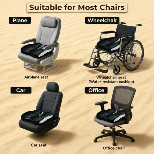 Vista 6 de Cojines de asiento para sillas de oficina, cojín de silla de ruedas para dolor de espalda sentado durante mucho tiempo, cojín de espuma
