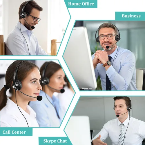 Vista 7 de Callez Auriculares de 0.138 in con micrófono con cancelación de ruido para teléfono celular, PC, laptop, auriculares estéreo para iPhone, Android