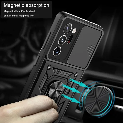 Vista 4 de Funda para teléfono Samsung Galaxy Note 20 Ultra Glaxay Note20 Plus 5G con cubierta de cámara y protector de pantalla de vidrio templado, soporte