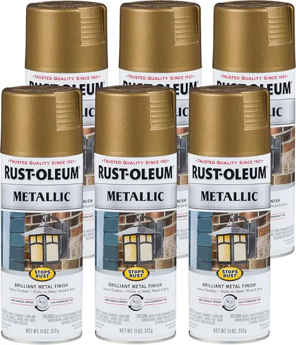 Vista 38 de Rust-Oleum 7274830 Pintura en aerosol metálica que detiene la oxidación, 11 oz, latón antiguo