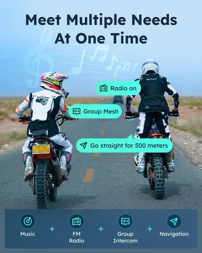 Vista 6 de ASMAX S1 - Auriculares Bluetooth para motocicleta con control de voz inteligente, sistemas de comunicación de casco de malla, cancelación