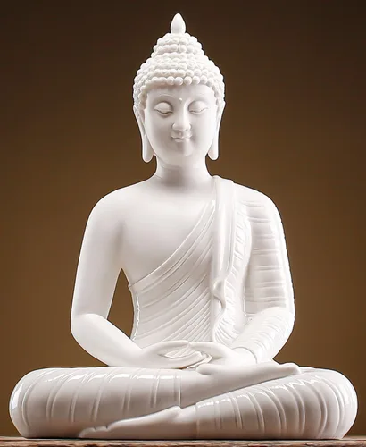 Vista 6 de QINLANG Estatua de Buda azul de 12 pulgadas para decoración del hogar, decoración de Buda de meditación de cerámica para el hogar