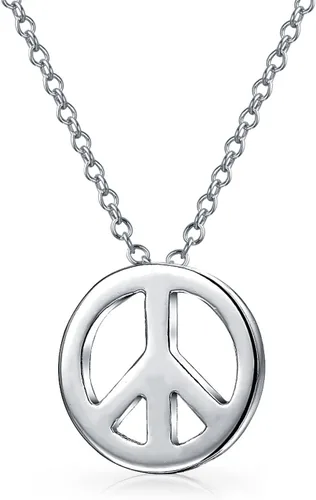 Vista 3 de Juego de joyas delicadas, pequeñas y pequeñas, aretes planos, redondos, símbolo de la paz mundial, símbolo de la paz, collar con colgante