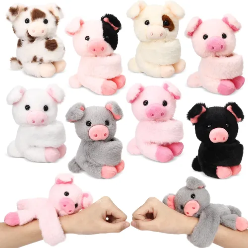 Vista 9 de Liliful Paquete de 8 pulseras de peluche para niños, regalos de animales de peluche, premios de clase de graduación de 8 pulgadas, muñequera, linda