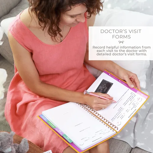 Vista 3 de Clever Fox Diario de embarazo y libro de recuerdos – Agenda de embarazo y cuaderno para futuras mamás – Recuerdo del bebé, regalo para madres