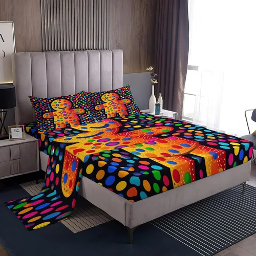 Vista 27 de Juego de sábanas tamaño individual, sábanas para árbol de Navidad, sábanas y fundas de almohada de microfibra de 3 piezas, juego de sábanas