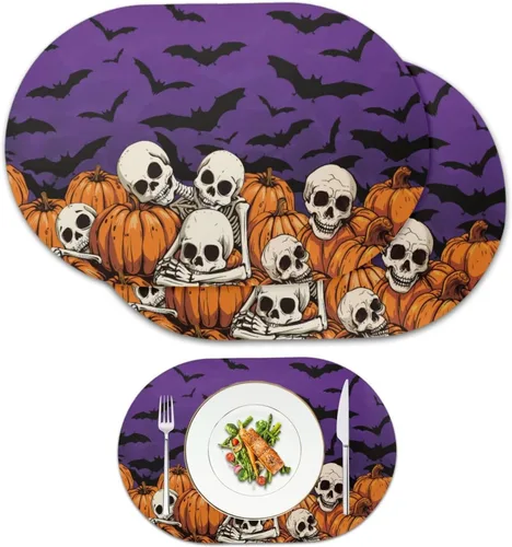 Vista 34 de Autumn Placemats Set of 2 Waterproof Wipeable 12X18 Inch Faux Leather Non Slip Heat Resistant Mats for Thanksgiving Dinner Outdoor Decor
