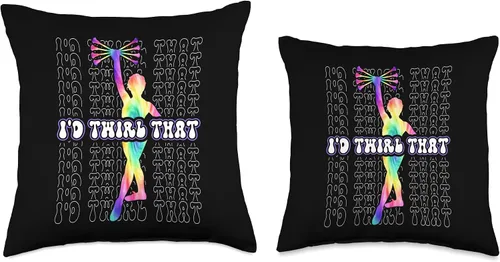 Vista 3 de Baton Twirling Majorette Girl Sport Designs batic baton twirling majorette dance Throw Pillow, 16x16, Multicolor