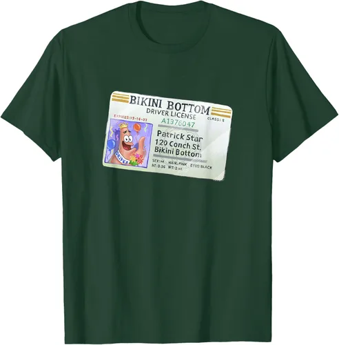 Vista 61 de SpongeBob SquarePants Camiseta con logotipo de Patrick Star Driver License King, Negro