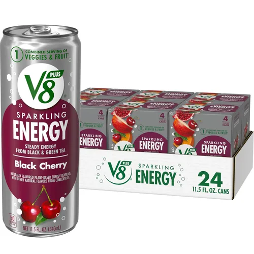 Vista 12 de V8 +ENERGY Bebida Energética de Cereza Negra, lata de 11.5 fl oz (paquete de 4)