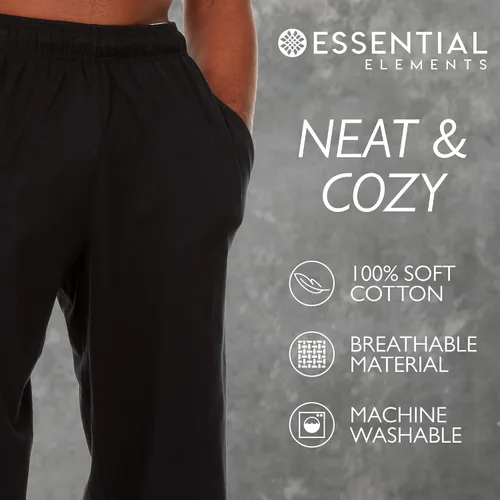 Vista 4 de Essential Elements Pantalones de pijama para hombre, 100 % algodón, para descansar, para dormir, para hombre, paquete de 3