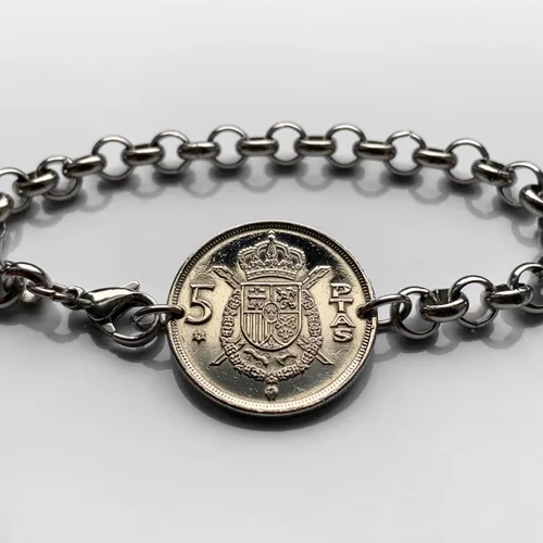 Vista 2 de 1975 España España 5 Peseta moneda escudo Español Juan Carlos I Madrid Barcelona Córdoba Valencia Málaga Sevilla Granada Toledo Bilbao Cádiz
