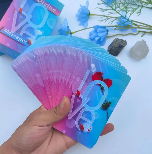 Vista 5 de Mazos de Cartas de Oráculo Amor Divino, 64 Cartas de Tarot de Llamas Gemelas, mazos de cartas de oráculo con significados en ellos, Explora temas