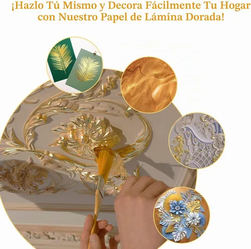 Vista 3 de 10 Gold Leaf Sheets, Premium Gold Flakes for Decorating Cakes Dessert