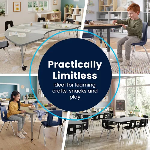 Vista 6 de Flash Furniture 72" x 48" Kidney Activity Table, Light Gray, Casters
