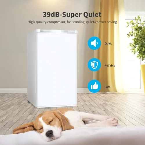 Vista 7 de N A - Mini refrigerador compacto de 3.2 pies cúbicos, máquina de almacenamiento de alimentos de una sola puerta para dormitorio, garaje, cámper