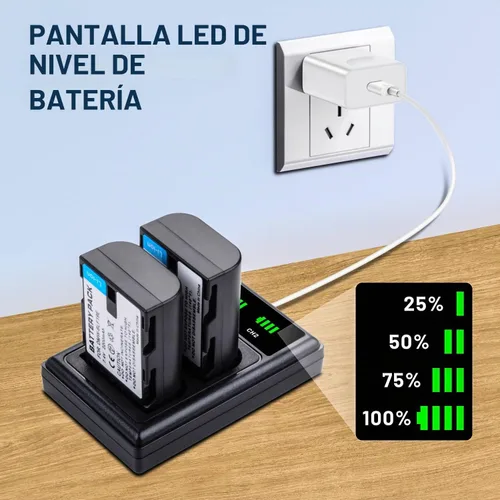 Vista 7 de Paquete de 2 baterías DMW-BLF19E con cargador dual para Panasonic Lumix DC-G9