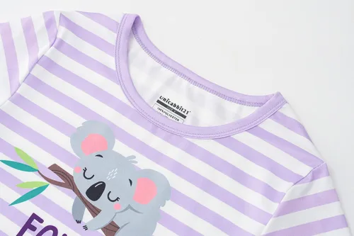 Vista 2 de Pijamas de verano para niñas, de manga corta y pantalones cortos de lunares, conjunto de pijamas para niños grandes, talla 6-16